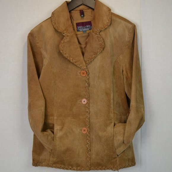 Vintage Y2K Suede leather Equestrian Western Jacket Blazer Walnut Brown - Picture 2 of 10